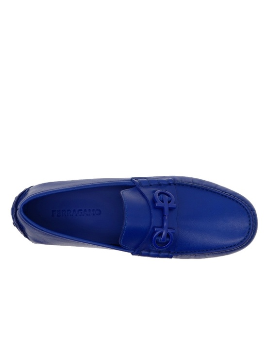 Salvatore Ferragamo Grazioso Gancini Loafers Blue Leather Size 10 New main image 4